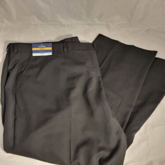 Stafford Big & Tall Black Trousers Slacks Travel Stretch Flat Front Men's New 50 - Picture 2 of 9